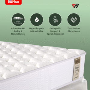 Kurlon Earth Spring Mattress | 3-Zone Pocket Spring Mattress | Medium-Firm Support | Natural Coir | Ideal for Spinal Alignment | Single Size Mattress | 25H CM - Image 6